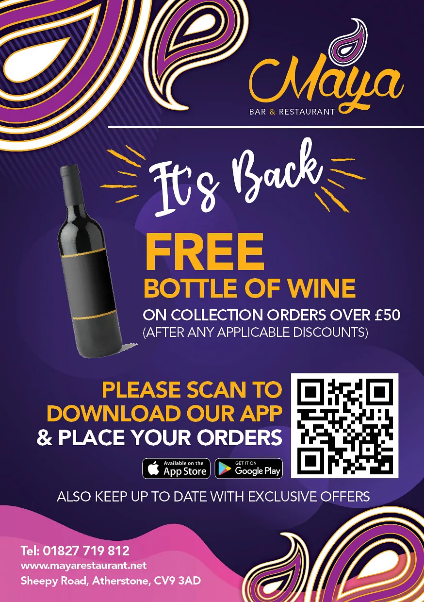 Free bottle of wine on collection orders over £50
